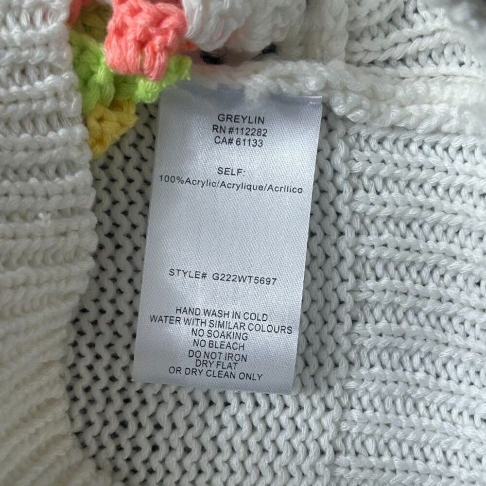 Greylin (Anthropologie) Neon Crochet Granny Square Sweater Top, Size XS - Picture 4 of 6